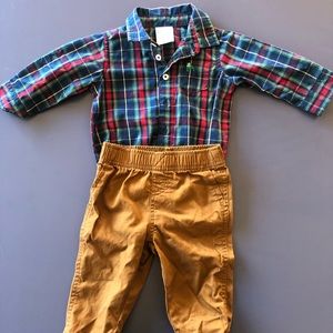 9m Boys Plaid Button-Up Outfit